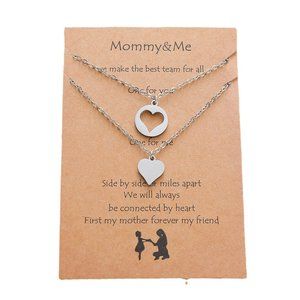 "Mommy & Me" Heart Necklace Set 2PC
